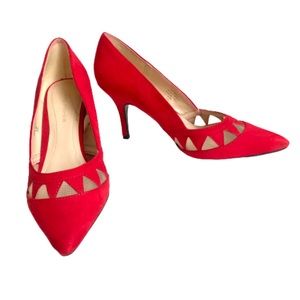Marc Fisher Taxie Red Faux Suede Cutout Mesh Pointed Toe High Heels